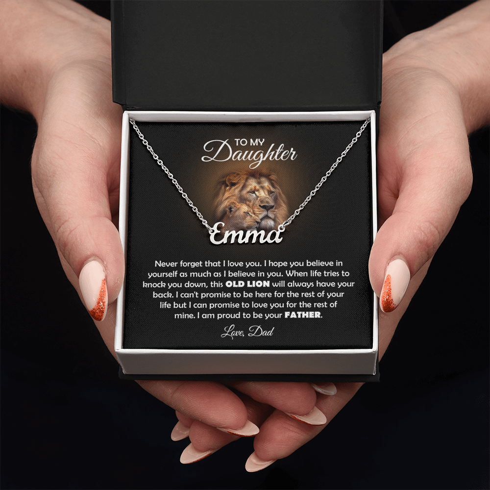 TO MY DAUGHTER OLD LION NAME NECKLACE GIFT SET