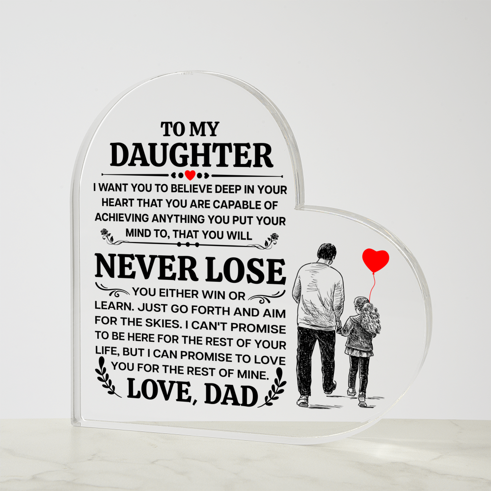 TO MY DAUGHTER PROMISE HEART ACRYLIC PLAQUE