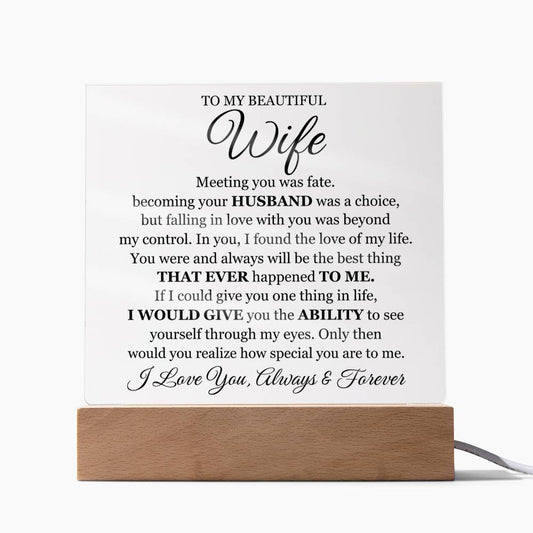 To My Beautiful Wife Printed - Acrylic Plaque Gift Set