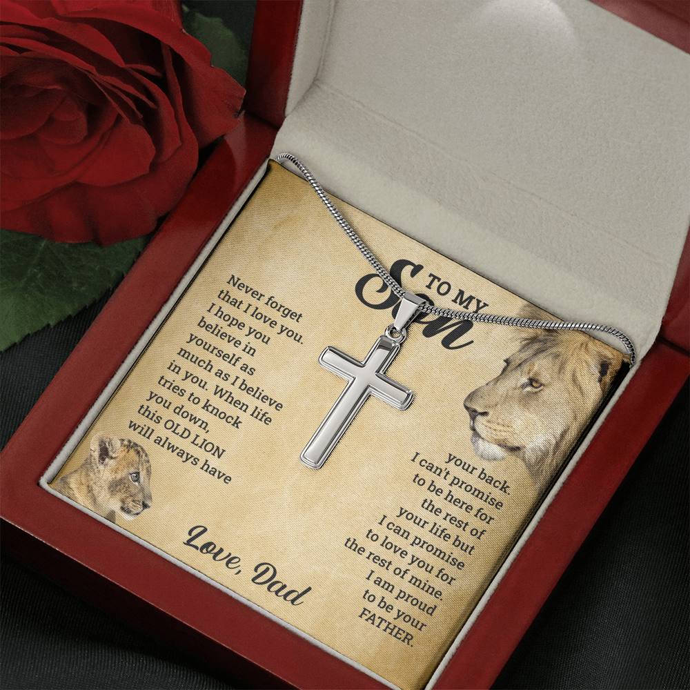 TO MY SON THIS OLD LION CROSS NECKLACE GIFT SET